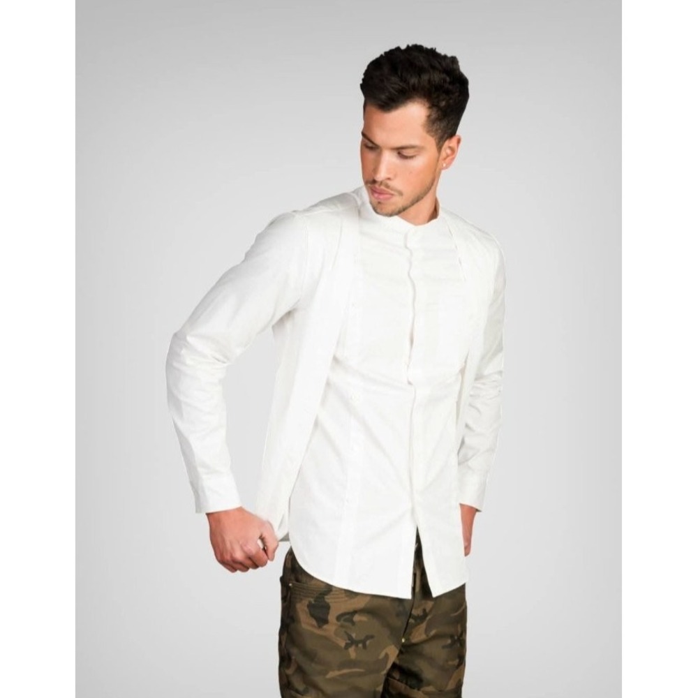 LVL‎ XIII Shirt Men's M Medium White Button-Up Down Collar Long Sleeve Designer